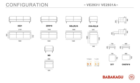 Ottoman trong nhà Babakagu VE2931A, sofa Da bò cao cấp, sofa Nhật