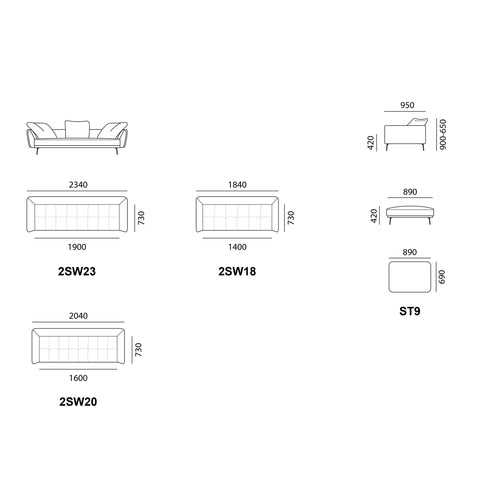 Sofa băng trong nhà Babakagu VE2932, sofa Da bò cao cấp, sofa Nhật