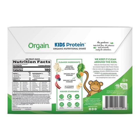 Sữa hữu cơ ORGAIN Kids Protein vị Vani - thùng 12 hộp 244ml