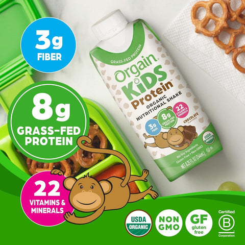 Sữa hữu cơ ORGAIN Kids Protein vị Chocolate - thùng 12 hộp 244ml