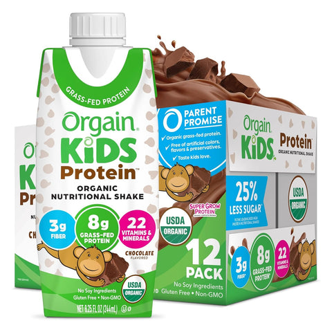 Sữa hữu cơ ORGAIN Kids Protein vị Chocolate - thùng 12 hộp 244ml