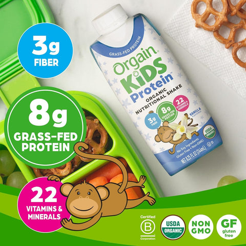 Sữa hữu cơ ORGAIN Kids Protein vị Vani - thùng 12 hộp 244ml