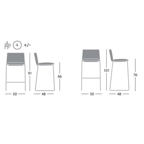 Ghế stool, ghế quầy bar STAMP / chân bệt