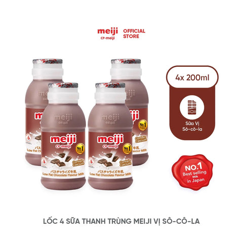 Sữa Tươi Thanh Trùng hương vị sô cô la ít béo Meiji 4x200ml - Cty CP TM TAG Milk #