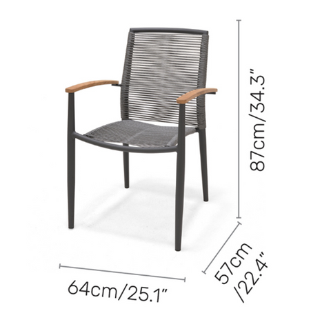 Bộ bàn ăn ngoài trời 1 bàn URBANITE 207 dark grey và 8 ghế Topaz roped armchair