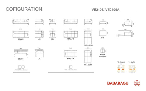 Sofa băng trong nhà Babakagu VE2106A, sofa Da bò cao cấp, sofa Nhật